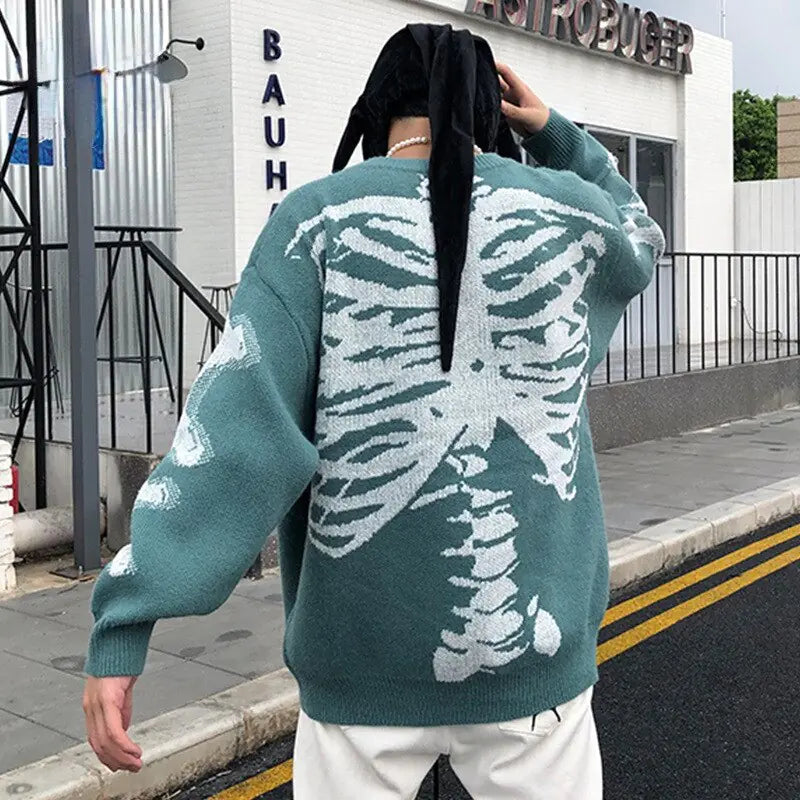 Rockstar Oversized Skeleton Vintage Sweater