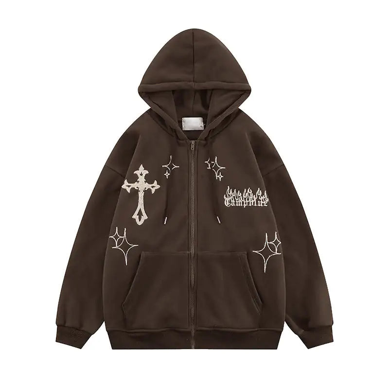 Rockstar Cross Embroidery Hoodie