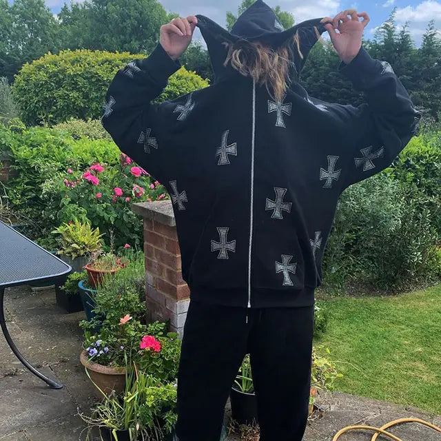 Rockstar Cross Rhinestone Hoodie