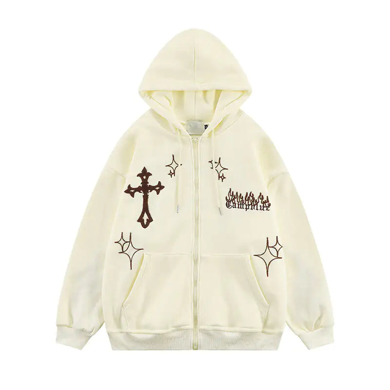 Rockstar Cross Embroidery Hoodie