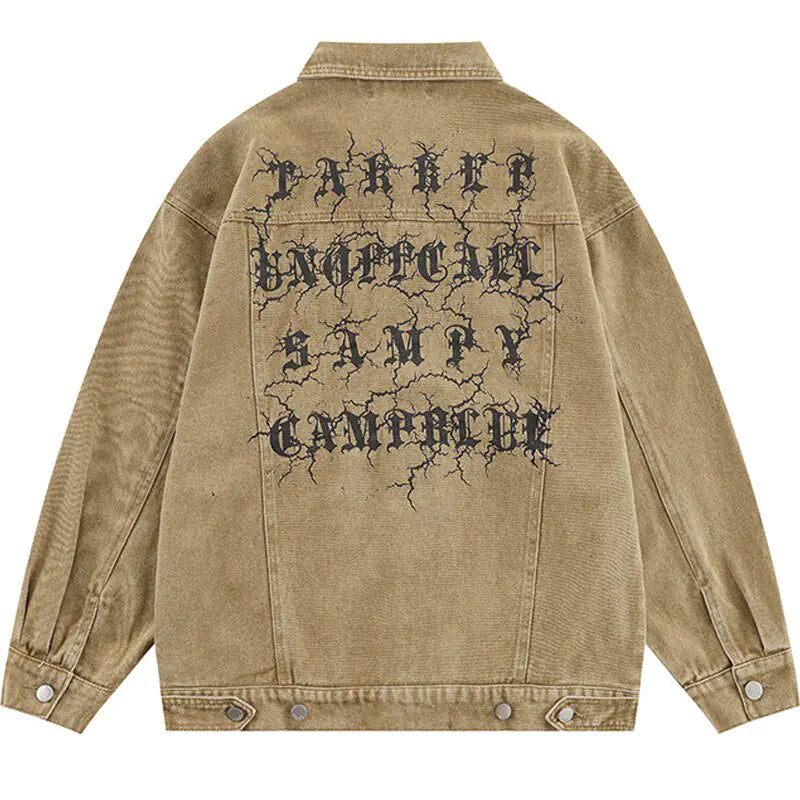 Rockstar Vintage Denim Letter Jacket