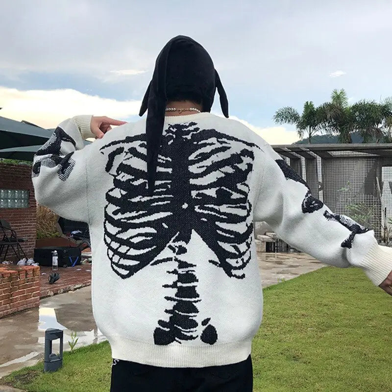 Rockstar Oversized Skeleton Vintage Sweater