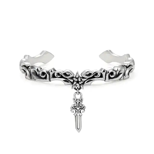 Rockstar Silver Cross Bangle Bracelet