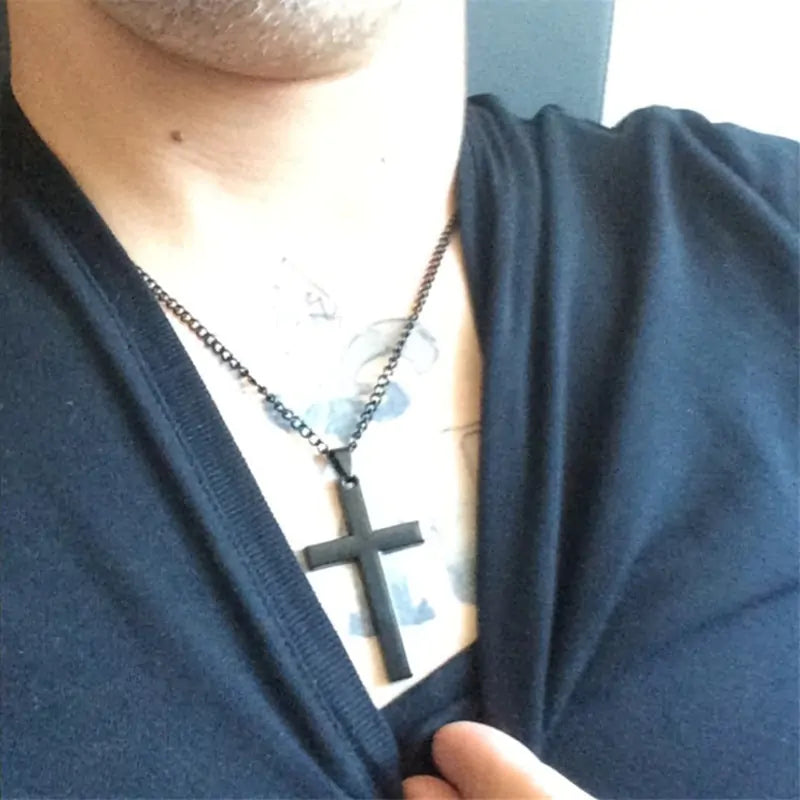 Rockstar Alloy Cross Necklace