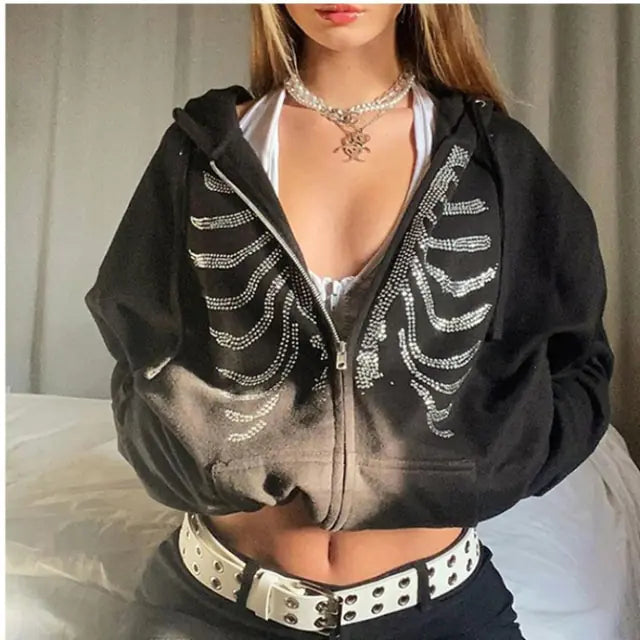 Rockstar Rhinestone Skeleton Hoodie