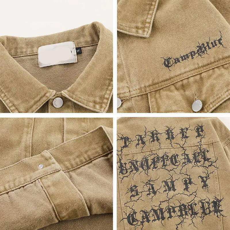 Rockstar Vintage Denim Letter Jacket