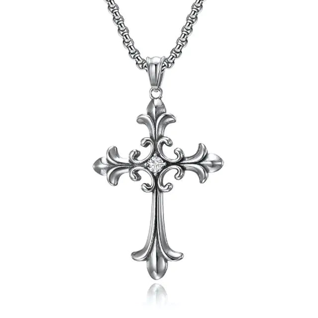 Rockstar CZ Stone Cross Necklace