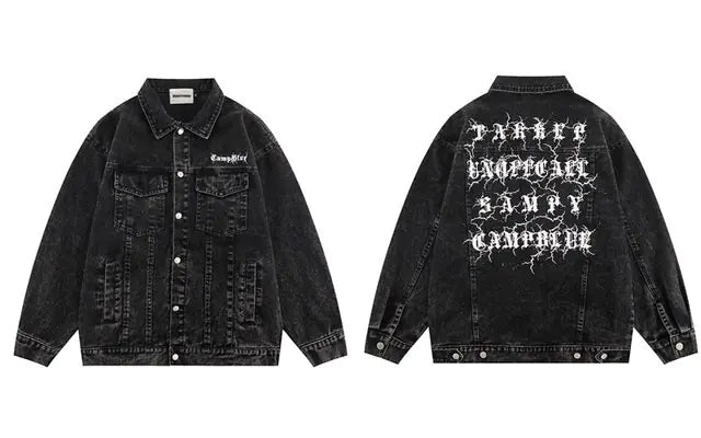 Rockstar Vintage Denim Letter Jacket