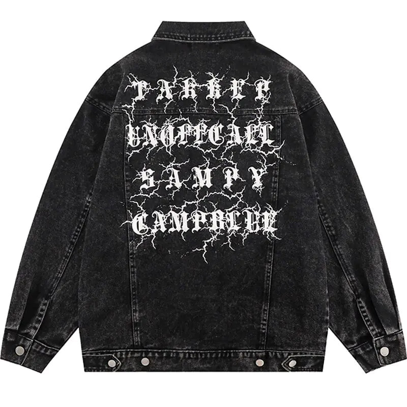 Rockstar Vintage Denim Letter Jacket