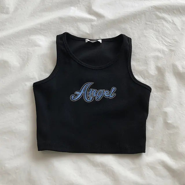 Rockstar Embroidered Letters Crop Top