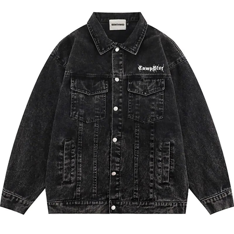 Rockstar Vintage Denim Letter Jacket