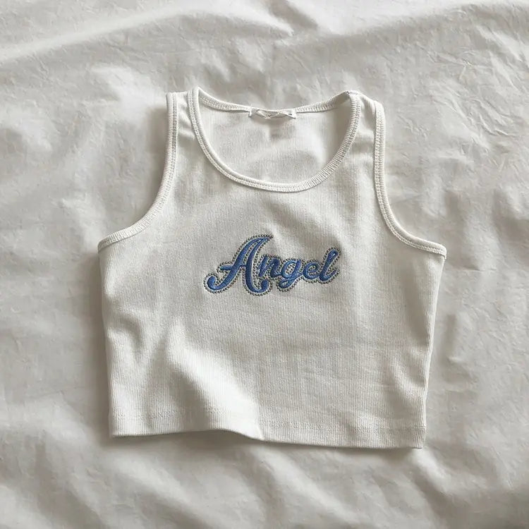 Rockstar Embroidered Letters Crop Top