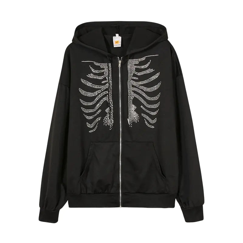 Rockstar Rhinestone Skeleton Hoodie